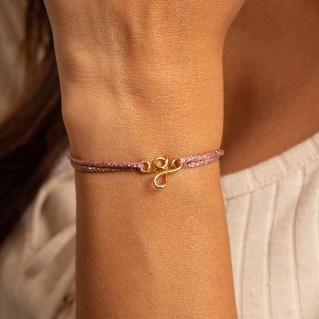 BRACELET CORDON FIL PLAQUÉ INITIALE